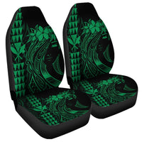 Hawaii Map Kanaka Polynesian Hula Girl Car Seat Covers Green - AH - J5R Universal Fit Black - Polynesian Pride
