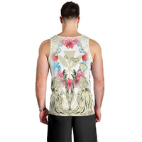 Hawaii Map Kanaka Two Men Holding Flag Tank Top Beige - AH - Polynesian Pride