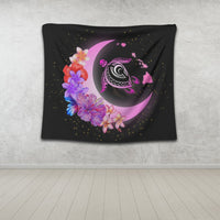 Hawaii Map Moon Star Turtle Plumeria Hibiscus Tapestry - AH - Polynesian Pride