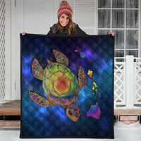 Hawaii Map Turtle Galaxy Premium Quilts - AH - Blue - Polynesian Pride