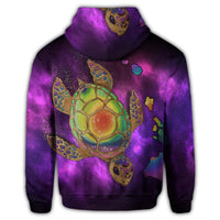 Hawaii Map Turtle Galaxy Zip Hoodie Purple - Polynesian Pride