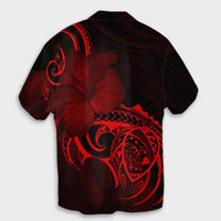 Hawaii Map Turtle Hibiscus Divise Polynesian Hawaiian Shirt Red - AH - Polynesian Pride