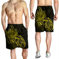 Hawaii Map Turtle Hibiscus Divise Polynesian Men's Shorts Yellow - AH - Polynesian Pride