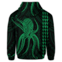 Hawaiian Octopus KaKau Polynesian Hoodie Green - Polynesian Pride