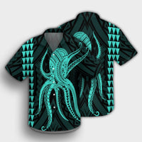 Hawaii Octopus KaKau Polynesian Hawaiian Shirt - Turquoise - AH - Polynesian Pride