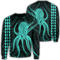 Hawaii Octopus KaKau Polynesian Sweatshirt - Turquoise - AH Unisex Black - Polynesian Pride