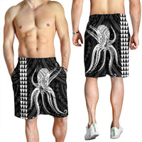 Hawaii Octopus KaKau Polynesian Men's Shorts - White - AH - Polynesian Pride
