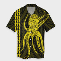Hawaii Octopus KaKau Polynesian Hawaiian Shirt - Yellow - AH Unisex Black - Polynesian Pride