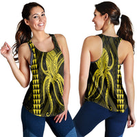 Hawaii Octopus KaKau Polynesian Racerback Tank - Yellow - AH Black - Polynesian Pride