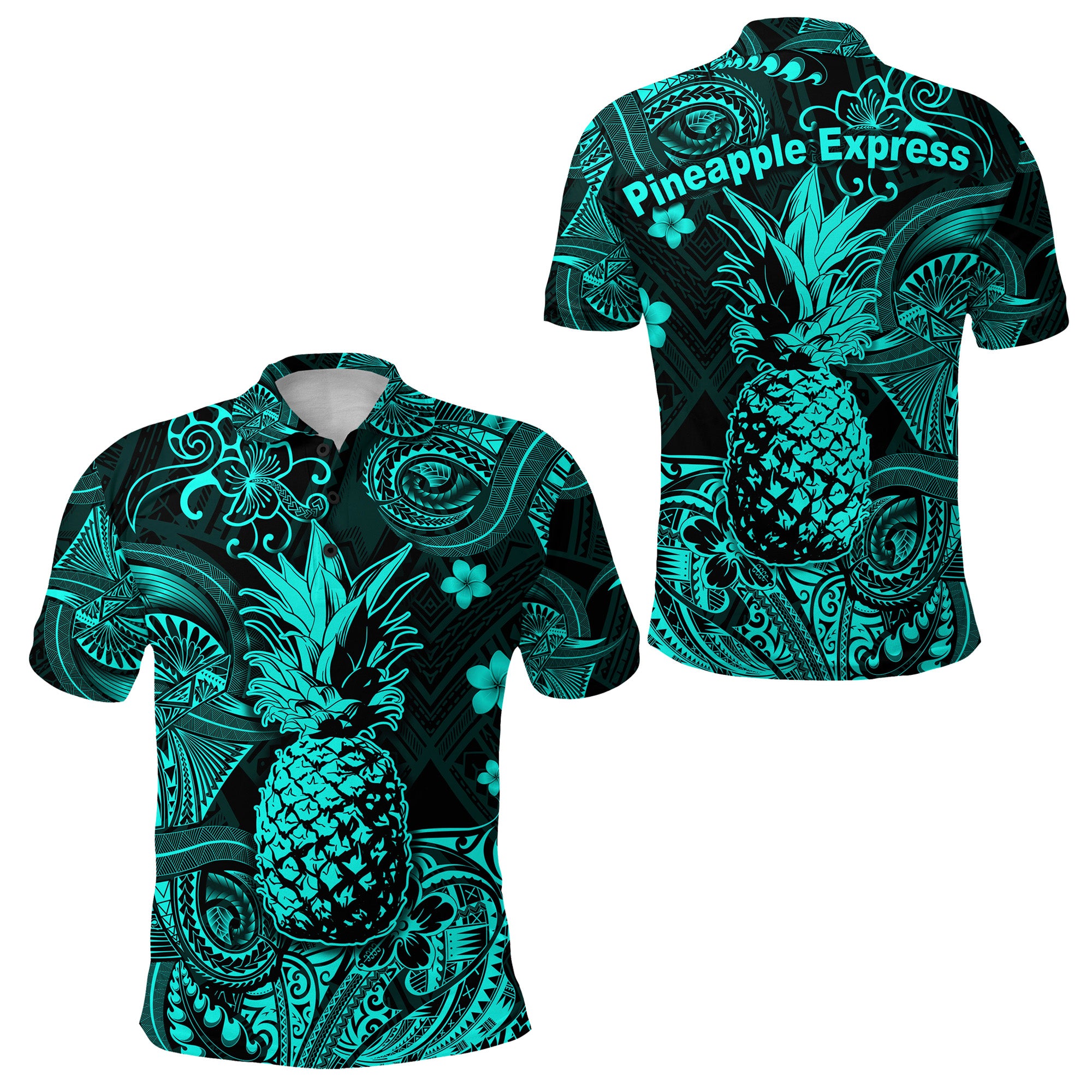 (Pineapple Express) Hawaii Pineapple Polynesian Polo Shirt Unique Style Turquoise LT8 Turquoise - Polynesian Pride