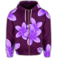 Hawaii Plumeria Simple Zip Hoodie - Polynesian Pride