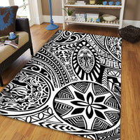 Hawaii Polynesian Hawaiian Style Tribal Tattoo White Area Rug - AH - Polynesian Pride
