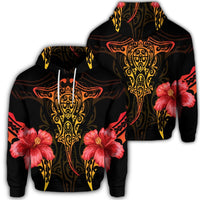 Hawaiian Polynesian Hibiscus Animal Hoodie Unisex Art - Polynesian Pride