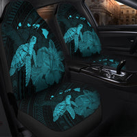 Hawaii Polynesian Hibiscus Turtle Map Car Seat Covers Blue - AH - Polynesian Pride