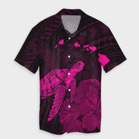 Hawaii Polynesian Hibiscus Turtle Map Hawaiian Shirt Pink - AH Unisex Black - Polynesian Pride