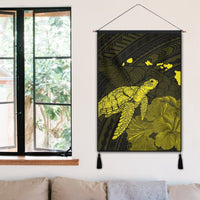 Hawaii Polynesian Hibiscus Turtle Map Hanging Poster Yellow - AH - Polynesian Pride
