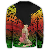Hawaii Polynesian Hula Girl Wearing Plumeria Sweatshirt Reggae - AH - Polynesian Pride