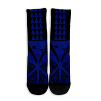 Hawaii Polynesian Kanaka Kakau Crew Socks - Alan Style Blue - AH - Polynesian Pride