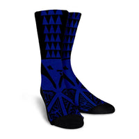 Hawaii Polynesian Kanaka Kakau Crew Socks - Alan Style Blue - AH - Polynesian Pride