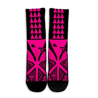 Hawaii Polynesian Kanaka Kakau Crew Socks - Alan Style Pink - AH - Polynesian Pride