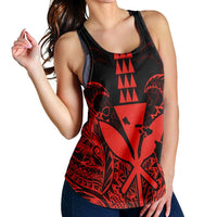 Hawaii Polynesian Kanaka Kakau Racerback Tank - Alan Style Red - AH - Polynesian Pride