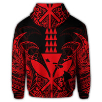 Hawaii Polynesian Zip Hoodie Kanaka Kakau Alan Style Red - Polynesian Pride