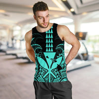 Hawaii Polynesian Kanaka Kakau Tank Top - Alan Style Turquoise - AH - Polynesian Pride