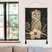 Hawaii Polynesian Pineapple Hibiscus Hanging Poster - Gold - AH - Polynesian Pride