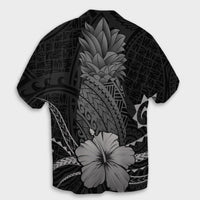 Hawaii Polynesian Pineapple Hibiscus Hawaiian Shirt - Gray - AH - Polynesian Pride