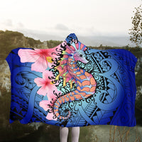 Hawaii Polynesian Pink Hibiscus Seahorse Hooded Blanket - AH - Polynesian Pride