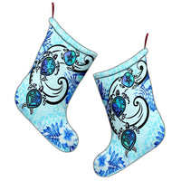 Hawaii Polynesian Plumeria Hibiscus Turtle Christmas Stocking - AH - Jack Style - Blue - Polynesian Pride