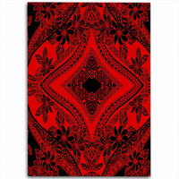 Hawaii Polynesian Plumeria Mix Red Black Area Rug - AH Luxurious - Polynesian Pride
