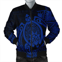 Hawaii Polynesian Turtle Bomber Jacket - Blue - AH Black Unisex - Polynesian Pride