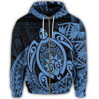 Hawaii Polynesian Turtle Zip Hoodie Pastel - Polynesian Pride