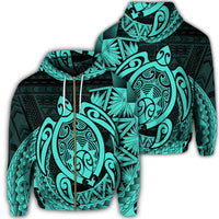 Hawaii Polynesian Turtle Zip Hoodie Turquoise Unisex Art - Polynesian Pride