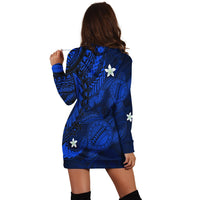 Hawaii Polynesian Turtle Hibiscus Hoodie Dress - Blue - AH - Polynesian Pride