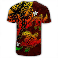 Hawaii Polynesian Turtle Hibiscus T Shirt Color Flag - Polynesian Pride