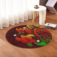 Hawaii Polynesian Turtle Hibiscus Round Carpet - Color Flag - AH - Polynesian Pride