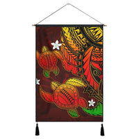 Hawaii Polynesian Turtle Hibiscus Hanging Poster - Color Flag - AH Hanging Poster Cotton And Linen - Polynesian Pride