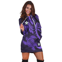 Hawaii Polynesian Turtle Hibiscus Hoodie Dress - Purple - AH - Polynesian Pride