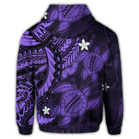 Hawaii Zip Hoodie Polynesian Turtle with Hibiscus Purple - Polynesian Pride