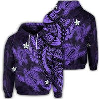 Hawaiian Polynesian Turtle Hibiscus Hoodie Purple Unisex Art - Polynesian Pride