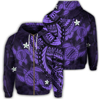 Hawaii Zip Hoodie Polynesian Turtle with Hibiscus Purple Unisex Art - Polynesian Pride