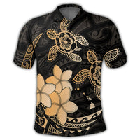 Hawaii Polynesian Turtle Plumeria Polo Shirt Pog Style Gold - Polynesian Pride