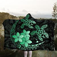 Hawaii Polynesian Turtle Plumeria Hooded Blanket - Pog Style Green - AH - Polynesian Pride