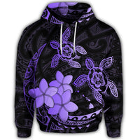 Hawaiian Polynesian Turtle Plumeria Hoodie Pog Style Purple - Polynesian Pride