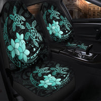 Hawaii Polynesian Turtle Plumeria Car Seat Covers - Pog Style Turquoise - AH - Polynesian Pride