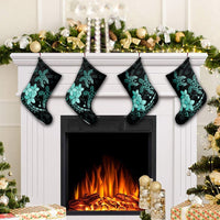 Hawaii Polynesian Turtle Plumeria Christmas Stocking - Pog Style Turquoise - AH - Polynesian Pride