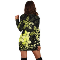 Hawaii Polynesian Turtle Plumeria Hoodie Dress - Pog Style Yellow - AH - Polynesian Pride