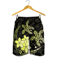 Hawaii Polynesian Turtle Plumeria Men's Shorts - Pog Style Yellow - AH - Polynesian Pride